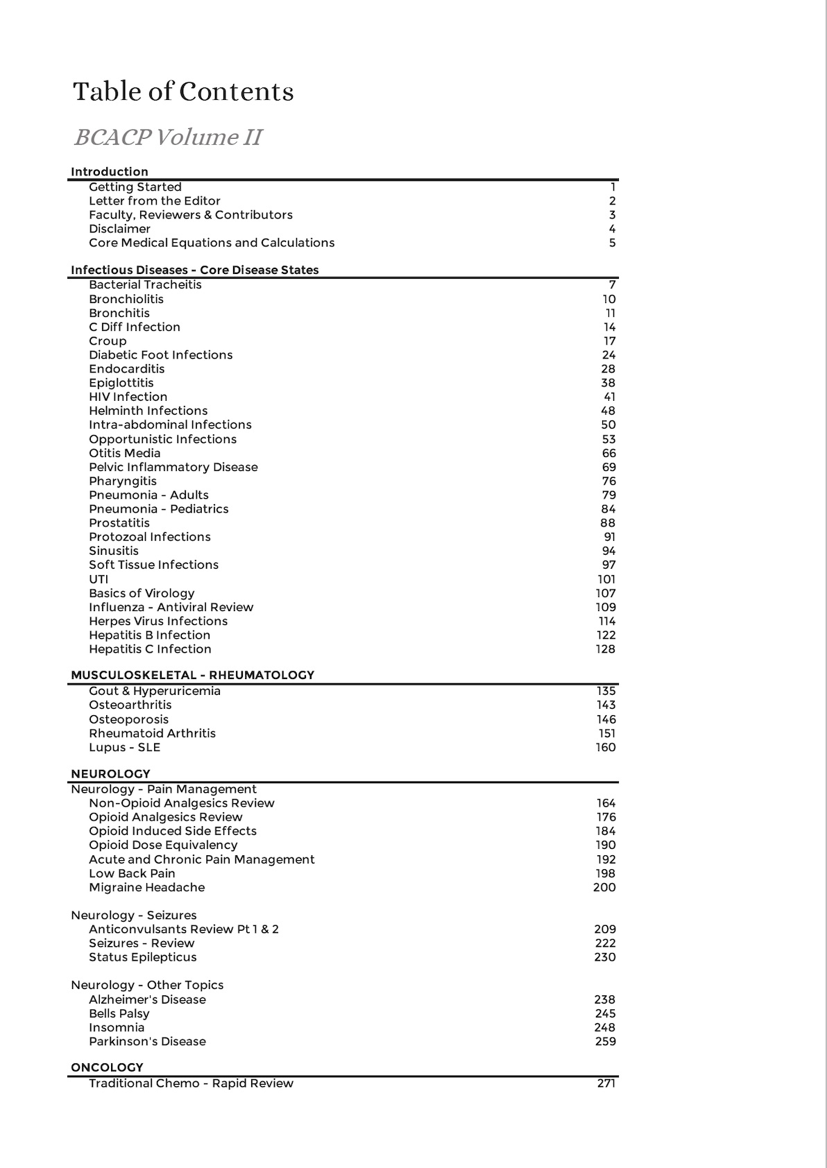 TOC Vol II Pg 1